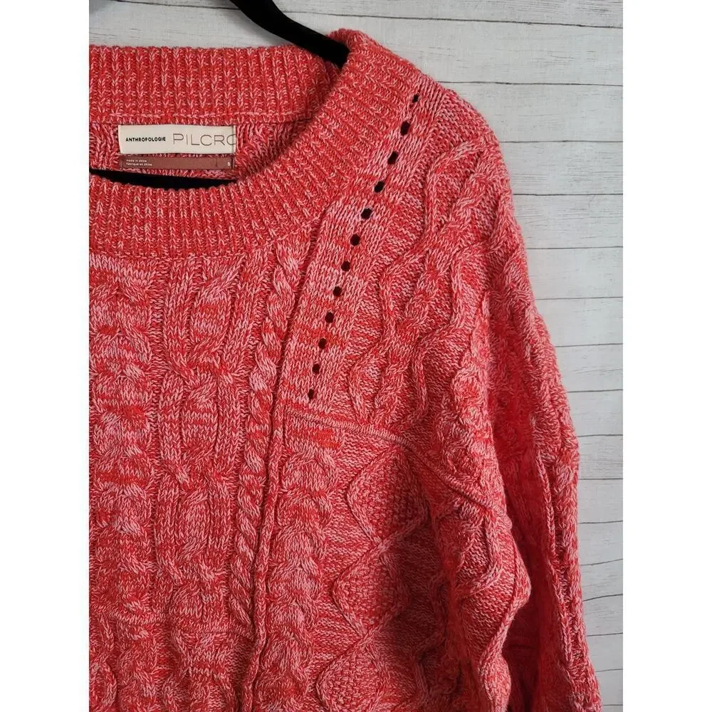 ANTHROPOLOGIE PILCRO JASMINE MIXED CABLE KNIT TUNIC SWEATER, SZ SMALL